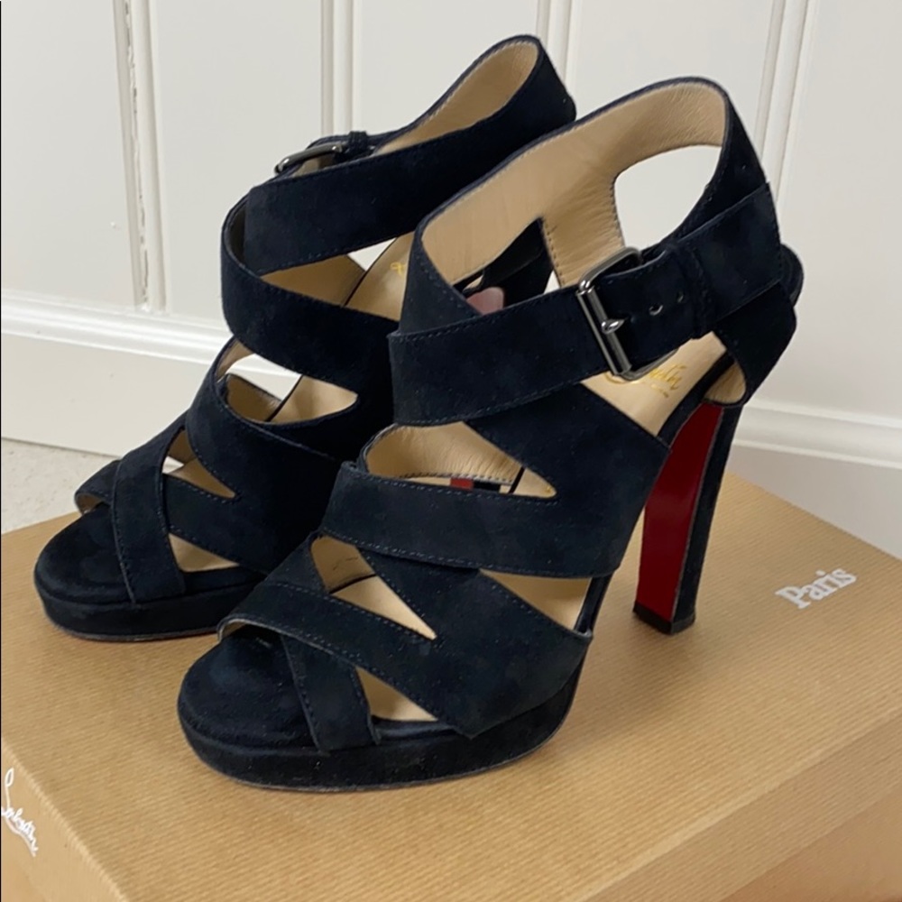 Christian Louboutin black  suede sandals